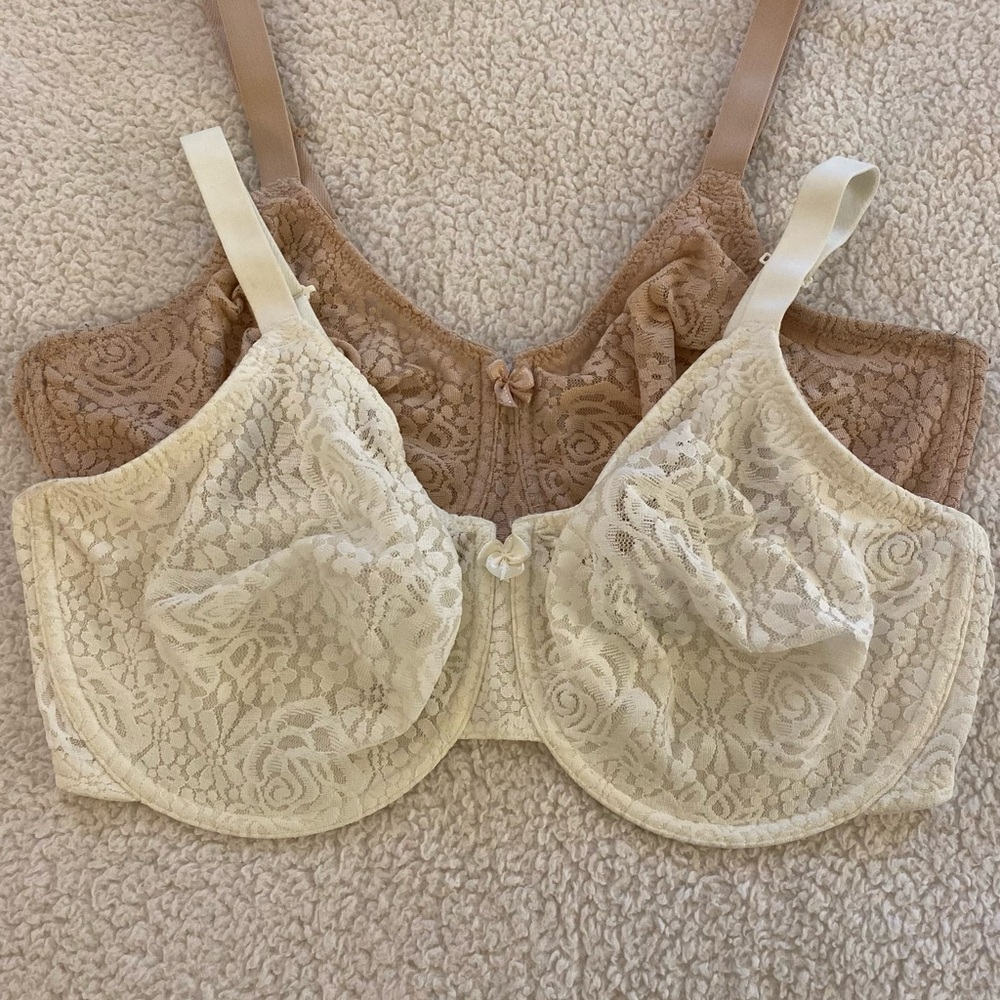 WACOAL • Halo Lace Bra Bundle • Tan • White • Size 40DDD • Gently Used • EUC